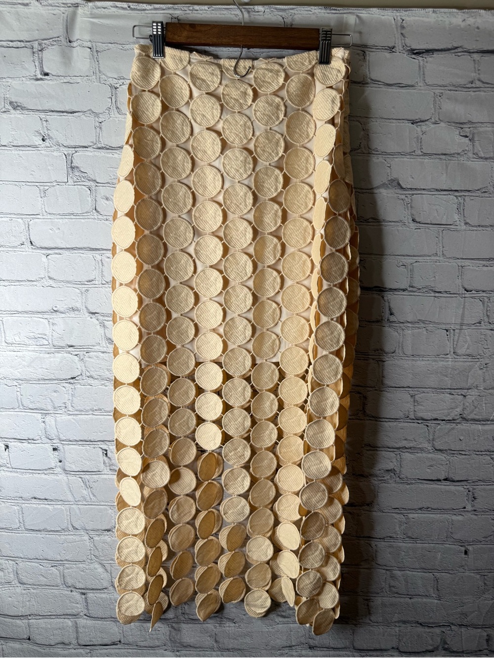 Anewsta laser cut double layer beige skirt XS